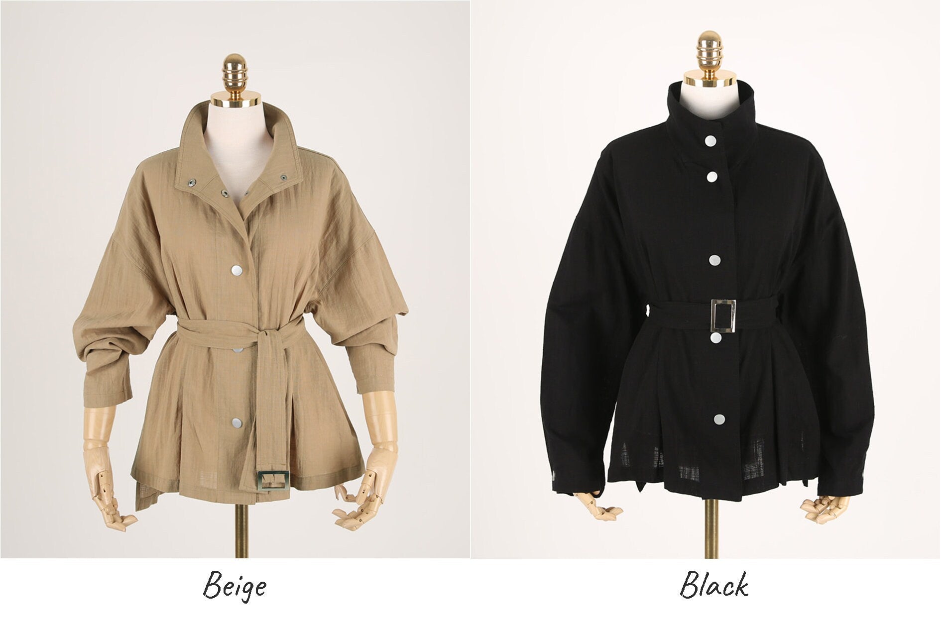 Korean Style Short Jacket Blouse / Spring Summer Top Jacket with Belt / Everyday Soft Jacket