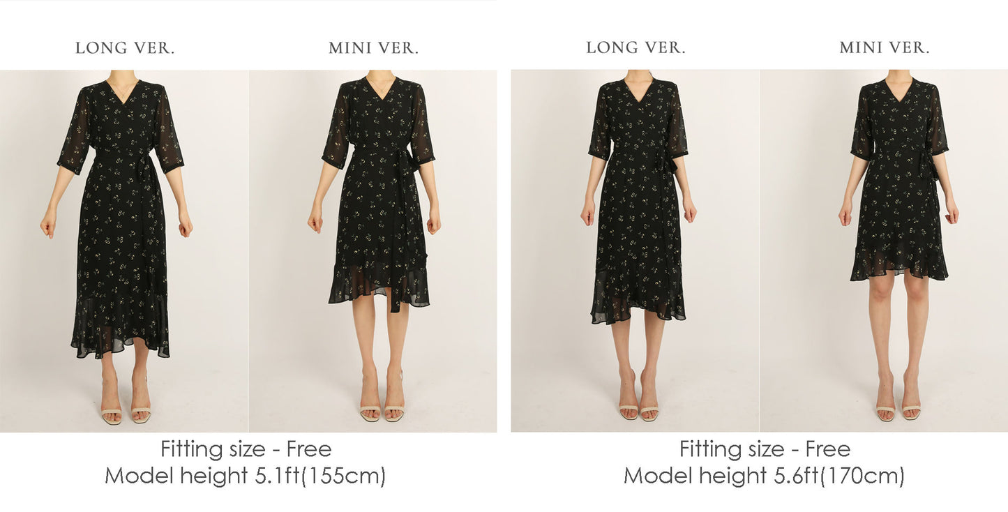 Wrap Style Feminine Midi Dress / Korean Style Women Dress / V-neck Spring Summer Mini Dress / Summer Dress