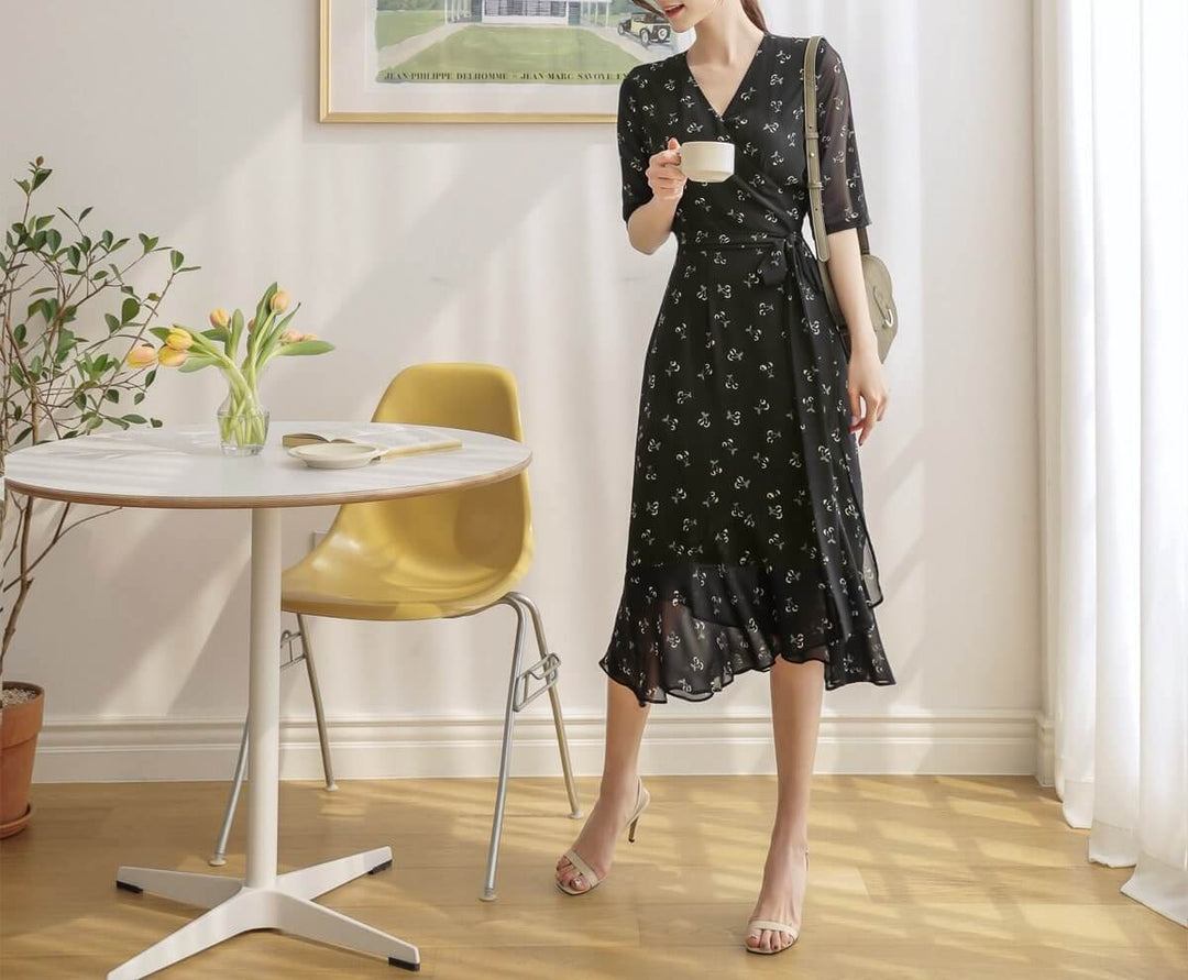 Wrap Style Feminine Midi Dress – STUDIO731