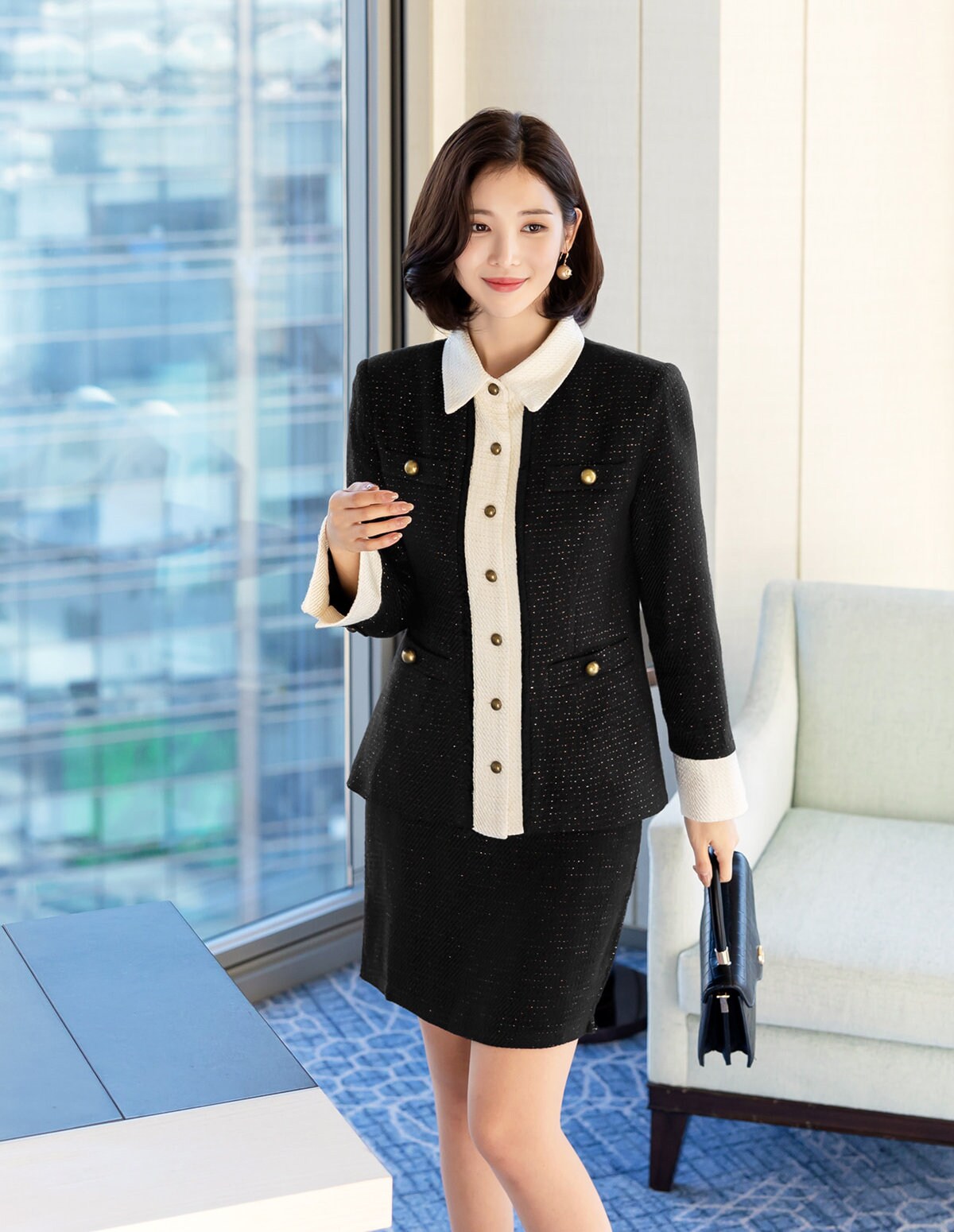 Elegant Feminin Tweed Mini Skirt / Korean Style Office Look Skirt / Daily Mini Skirt for Fall to Spring