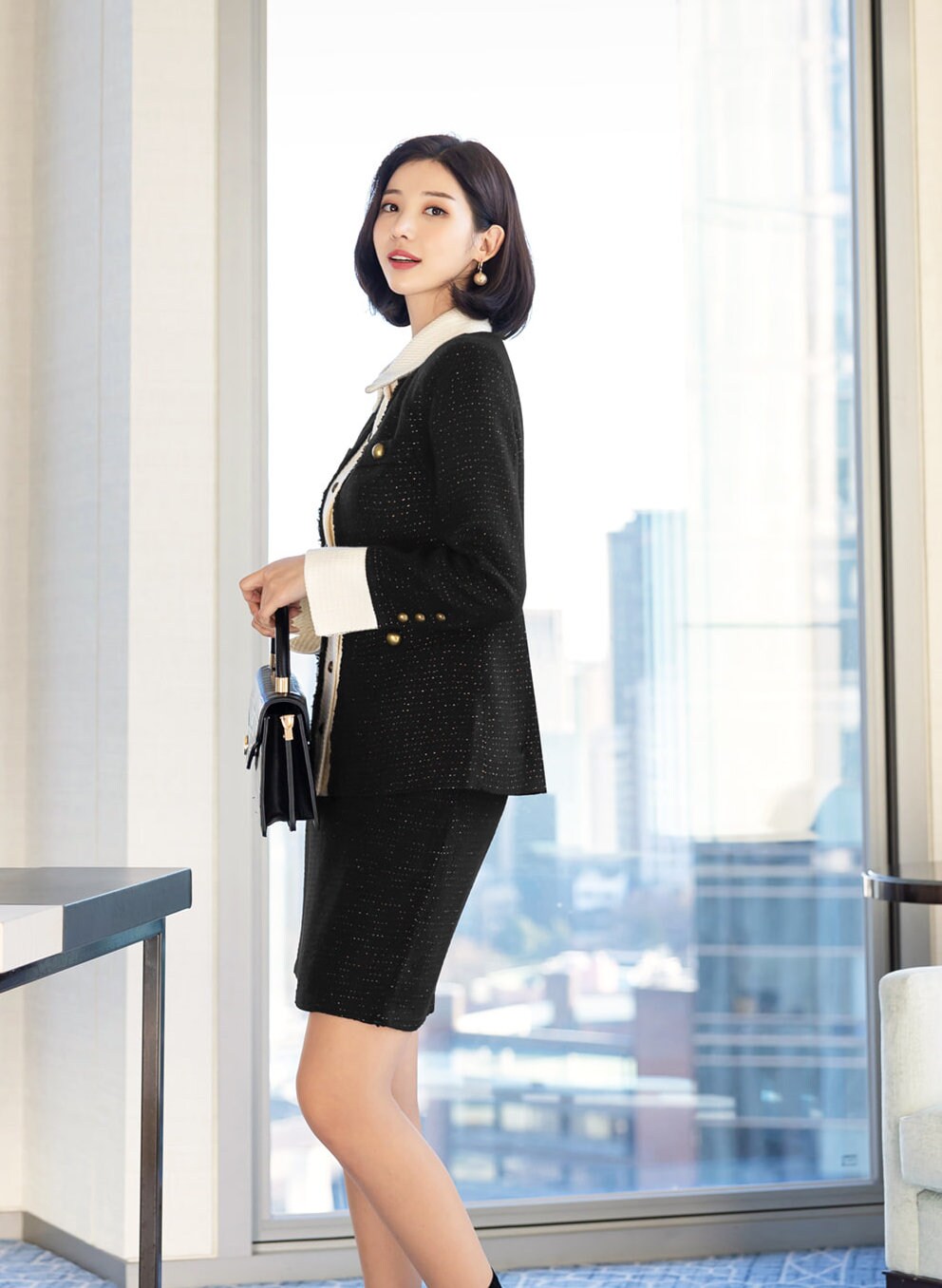 Elegant Feminin Tweed Mini Skirt / Korean Style Office Look Skirt / Daily Mini Skirt for Fall to Spring