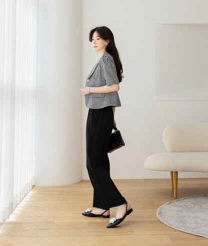 Comfortable Elegant Wide Pants for Women / Korean Style Women Elastic Waistband Pants / Comfortable Casual Office School Pants