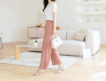 Comfortable Elegant Wide Pants for Women / Korean Style Women Elastic Waistband Pants / Comfortable Casual Office School Pants