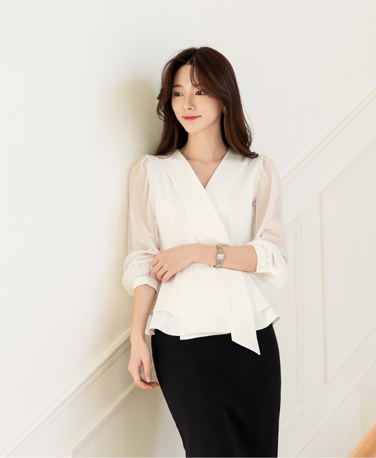 Elegant Unique Chiffon Blouse Top / Korean Style Feminin Style Blouse / Daily Blouse Jacket for Women