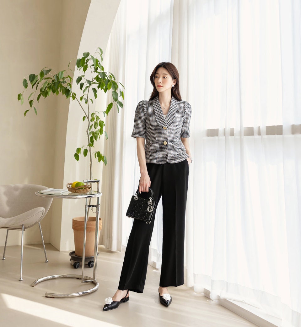 Comfortable Elegant Wide Pants for Women / Korean Style Women Elastic Waistband Pants / Comfortable Casual Office School Pants