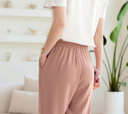 Comfortable Elegant Wide Pants for Women / Korean Style Women Elastic Waistband Pants / Comfortable Casual Office School Pants