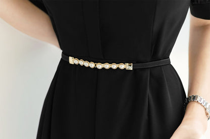 Elegant Feminine Pearl Jewel Belt / Korean Style Pearl Jewel Elastic Belt / Luxury wear Elegant Belt