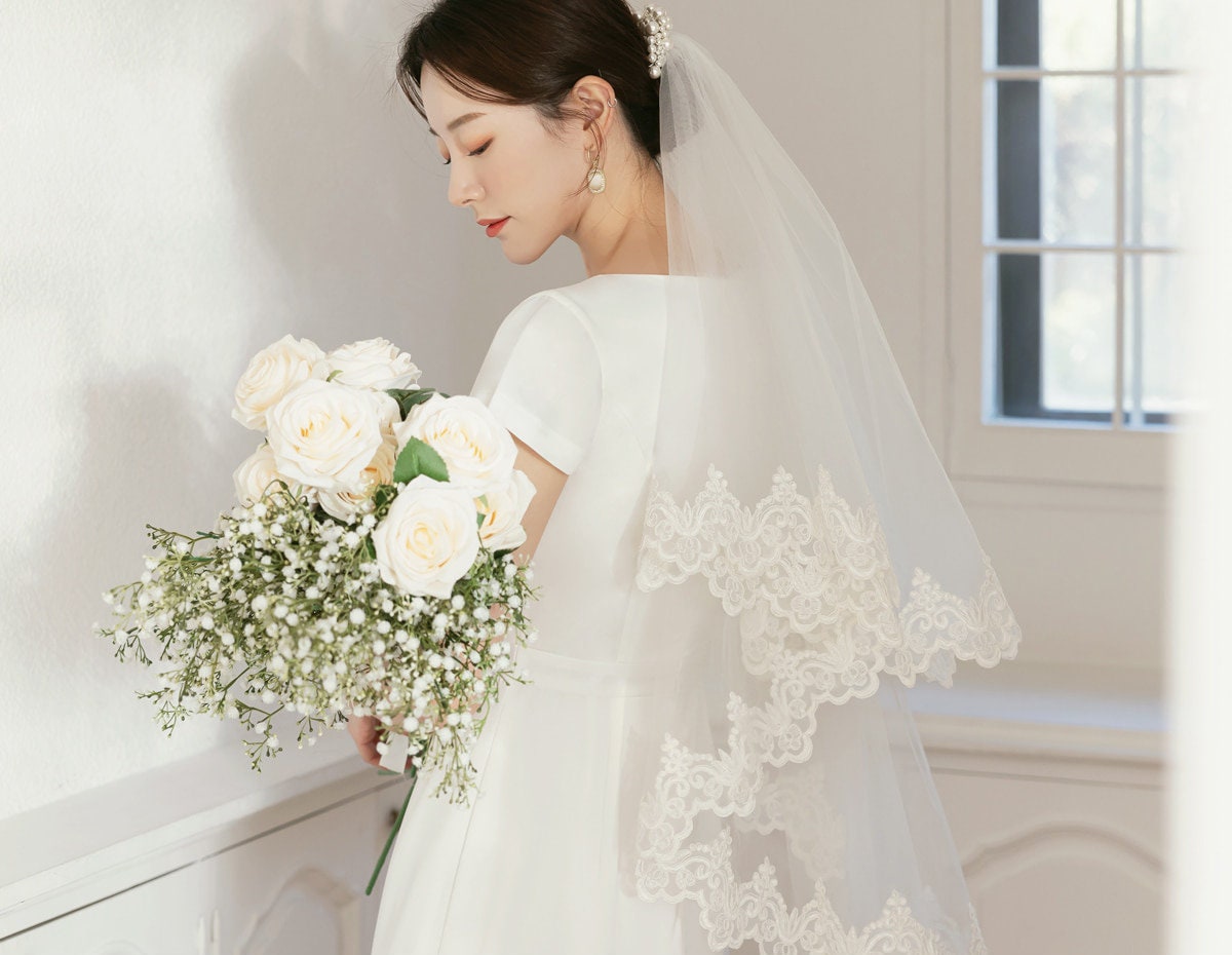 Elegant Ivory Color Wedding Dress / Korean Style Women Midi Dress / Bridal Dress / Simple Long Dress