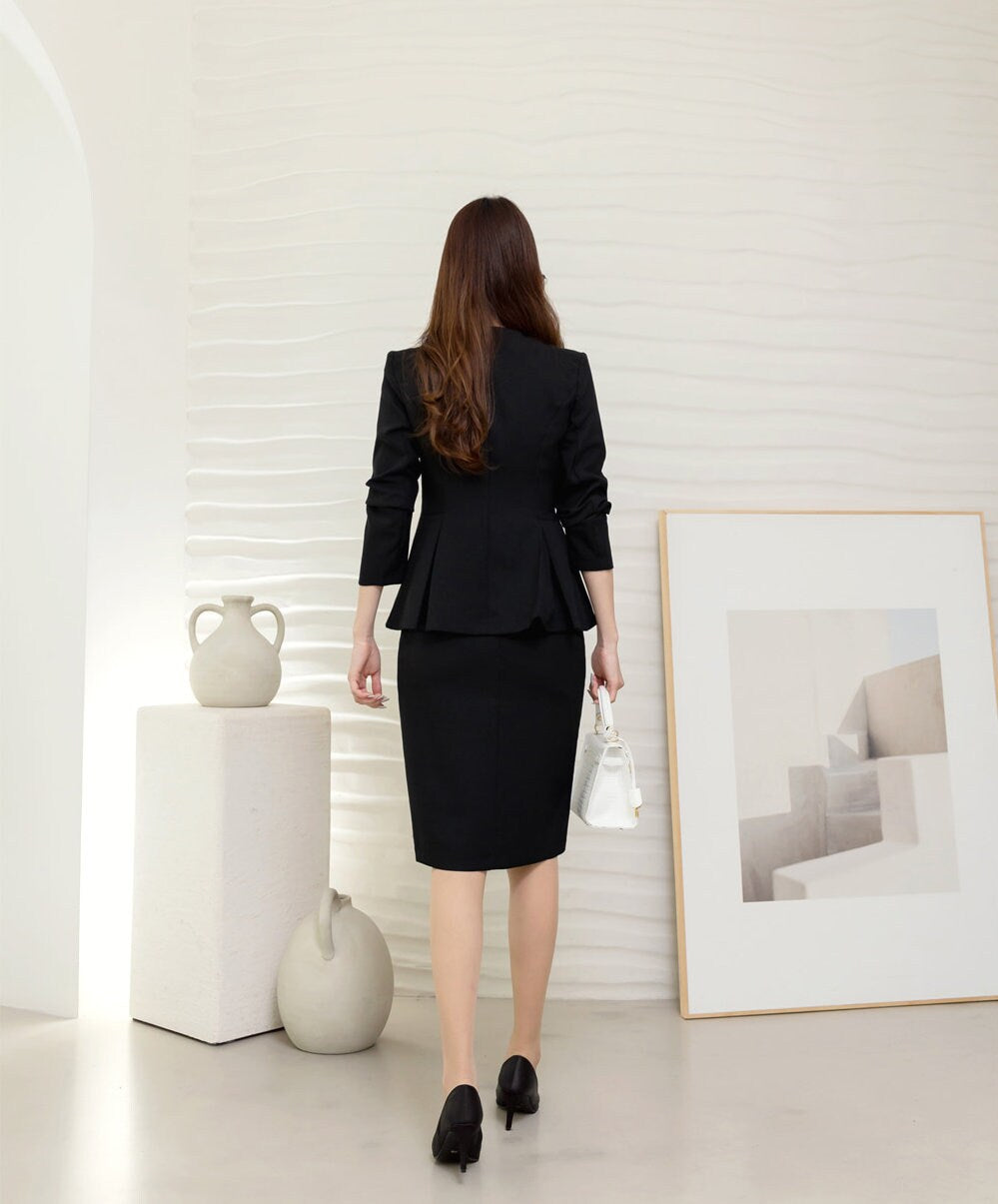 Korean Style High Waist Slim Midi Skirt / Elegant Office Look Skirt / Feminin Under Slit Skirt