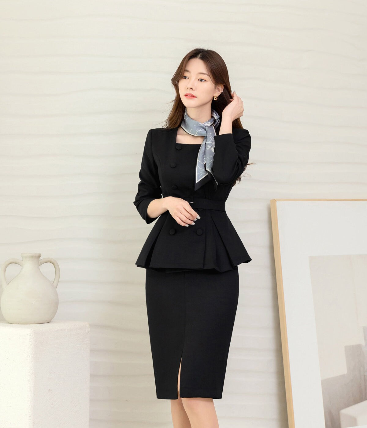 Korean Style High Waist Slim Midi Skirt / Elegant Office Look Skirt / Feminin Under Slit Skirt