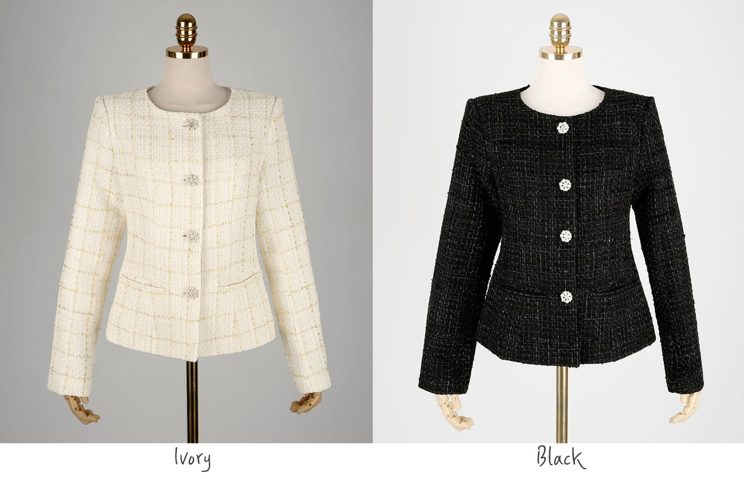 Elegant Tweed Jacket Blazer/ Korean Style Classic Cardigan Autumn Blazer / Long Sleeve Soft Jacket