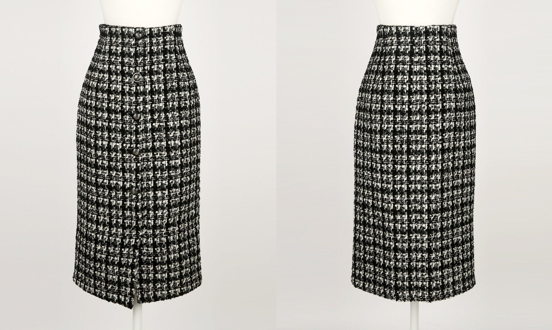 Elegant Tweed Skirt / Korean Style Slim Midi Skirt / Elegant Office Look Skirt / Glamorous Feminine Warm Skirt