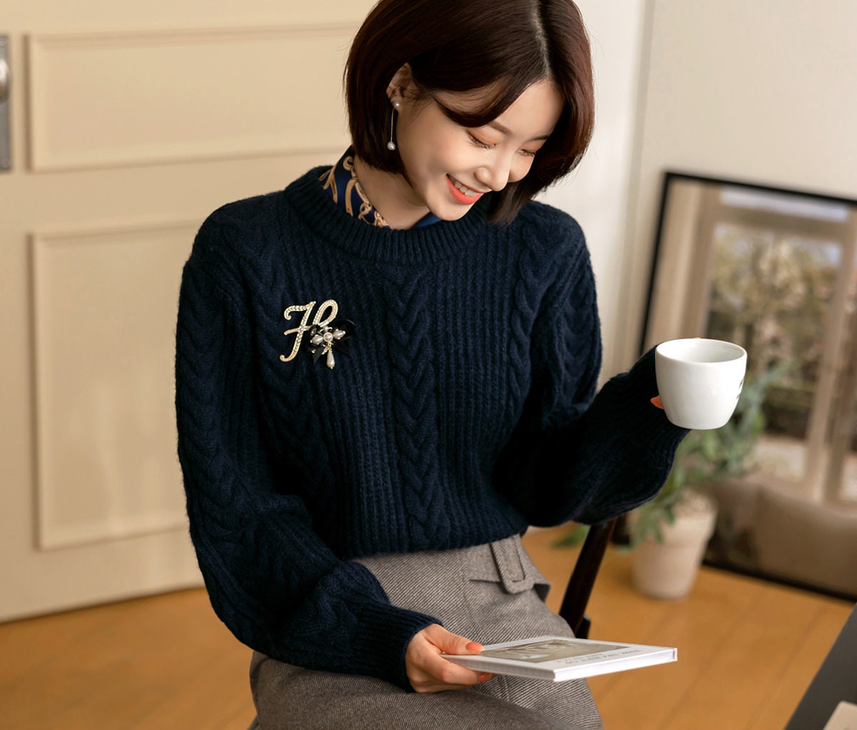 Long Sleeve Crew Neck Cozy Knit Top / Korean Style Women Clothes / Office Look Top / Everyday Basic Soft Knit Top for Winter