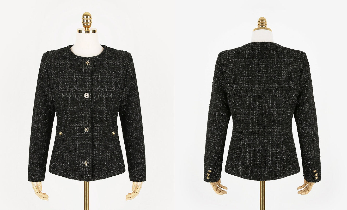 Elegant Tweed Jacket Blazer/ Korean Style Classic Cardigan Autumn Blazer / Long Sleeve Soft Jacket