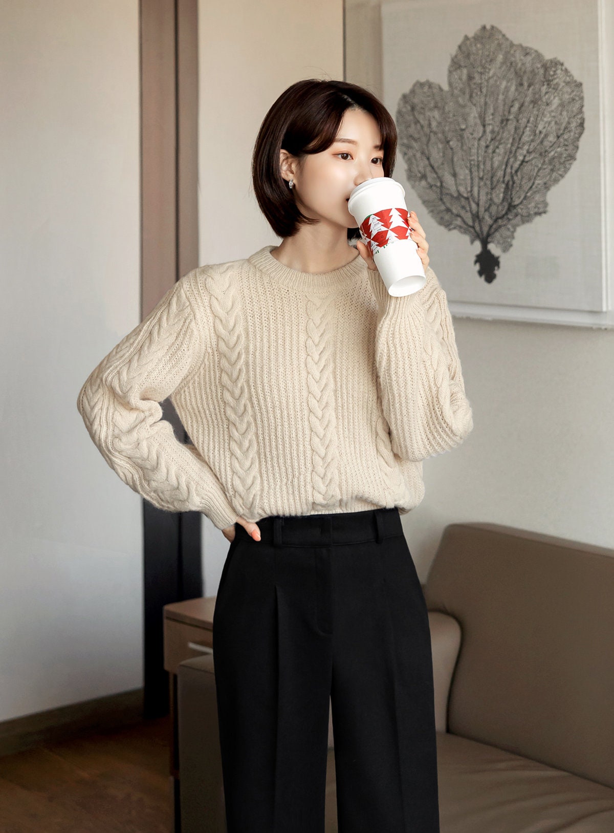 Long Sleeve Crew Neck Cozy Knit Top / Korean Style Women Clothes / Office Look Top / Everyday Basic Soft Knit Top for Winter