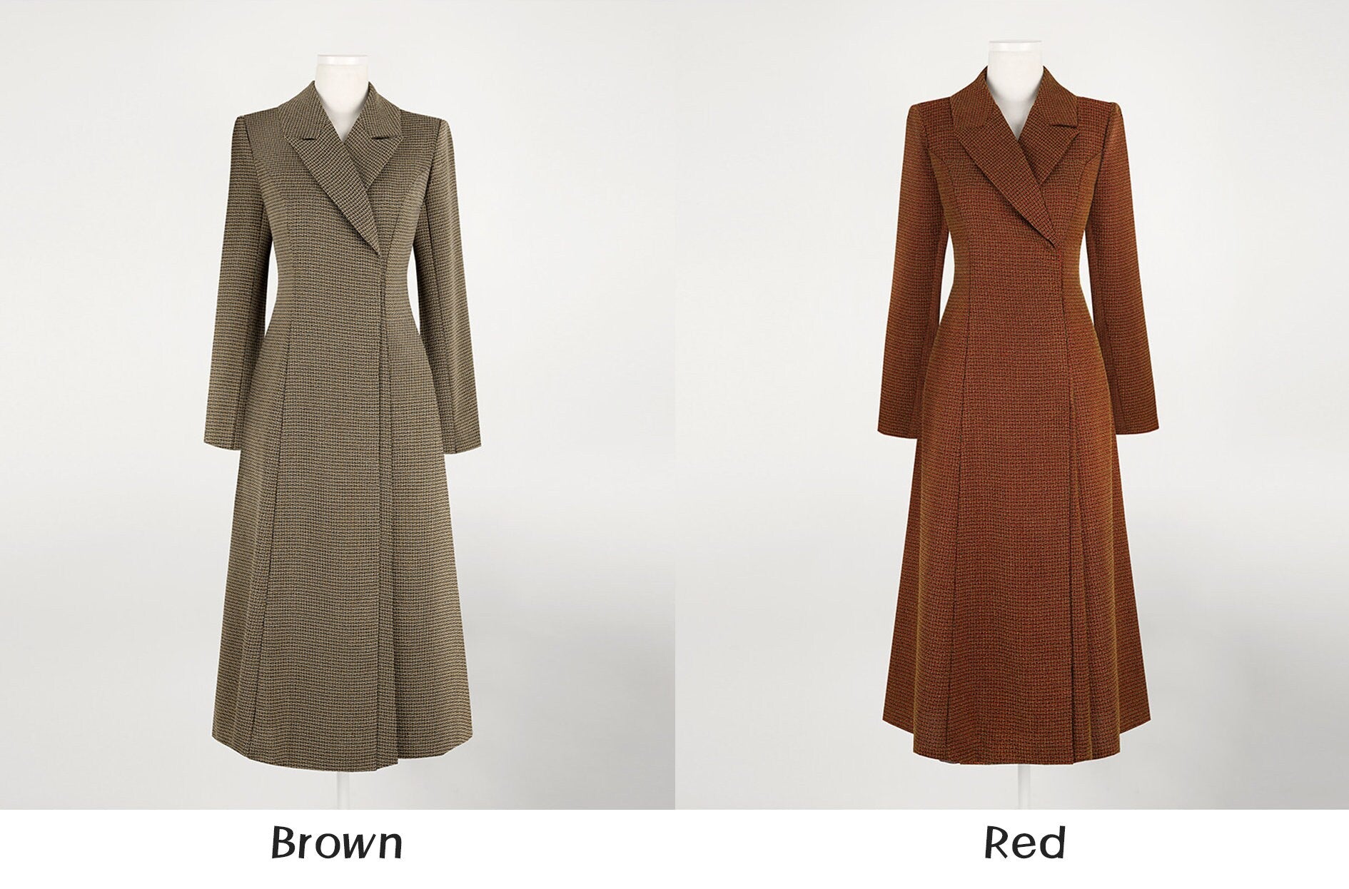 Tailored Collar Tweed Midi Dress Jacket Style Dress / Korean Style Elegant Feminin Midi Dress / Long Sleeve Chic Luxury Jacket Style Dress