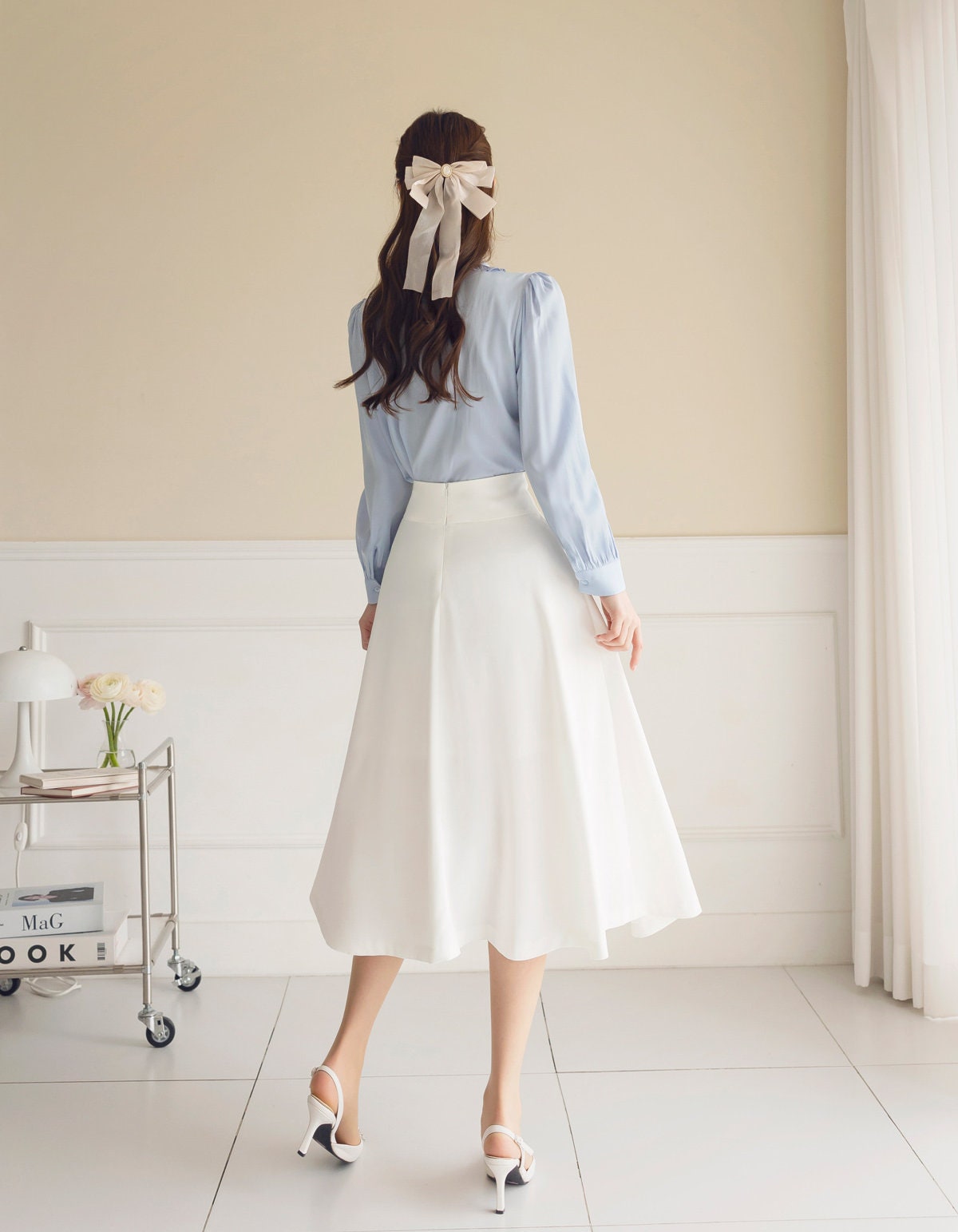 Classic Feminin Flare Skirt / Korean Style Party Dress Skirt / Daily Dressy Midi Skirt / Elegant Simple Flare Skirt