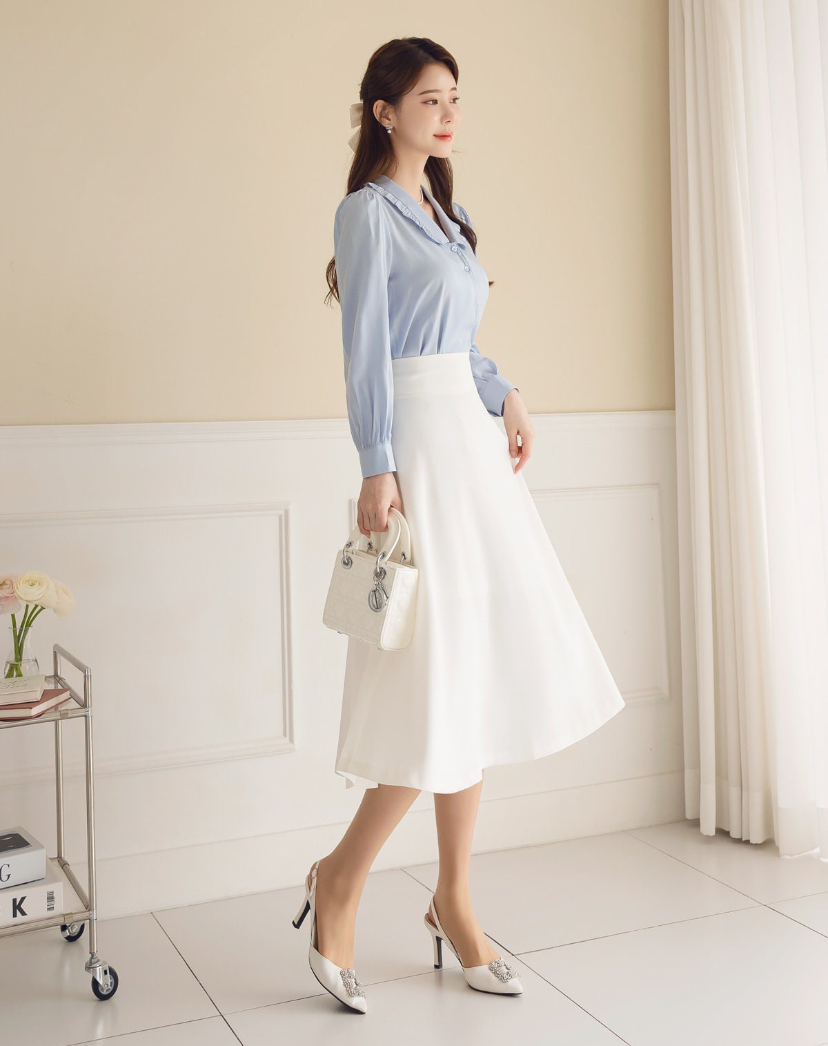 Classic Feminin Flare Skirt / Korean Style Party Dress Skirt / Daily Dressy Midi Skirt / Elegant Simple Flare Skirt