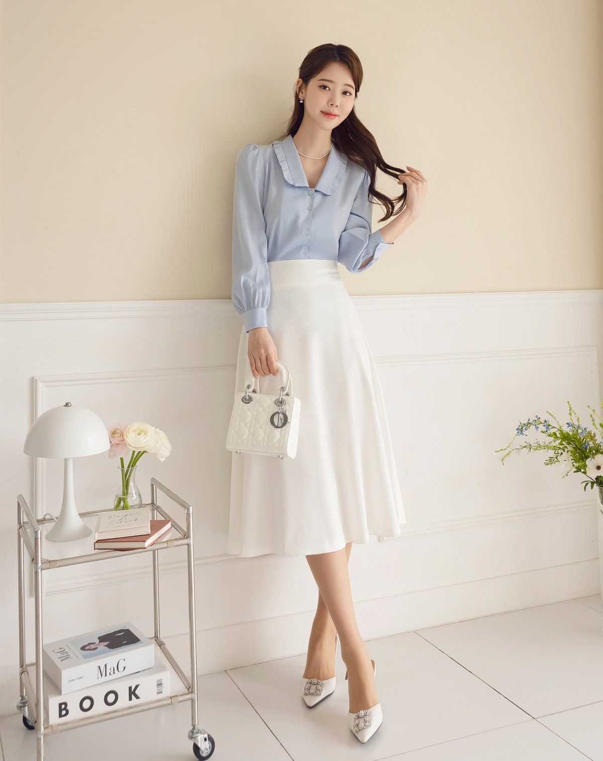 Classic Feminin Flare Skirt / Korean Style Party Dress Skirt / Daily Dressy Midi Skirt / Elegant Simple Flare Skirt