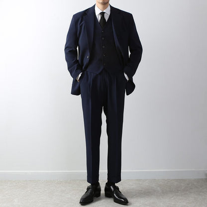 Classic Fit Men's Basic Suit Pants in Navy Color / Dress Pleat Trousers