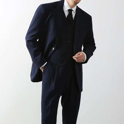 Classic Fit Men's Basic Suit Pants in Navy Color / Dress Pleat Trousers