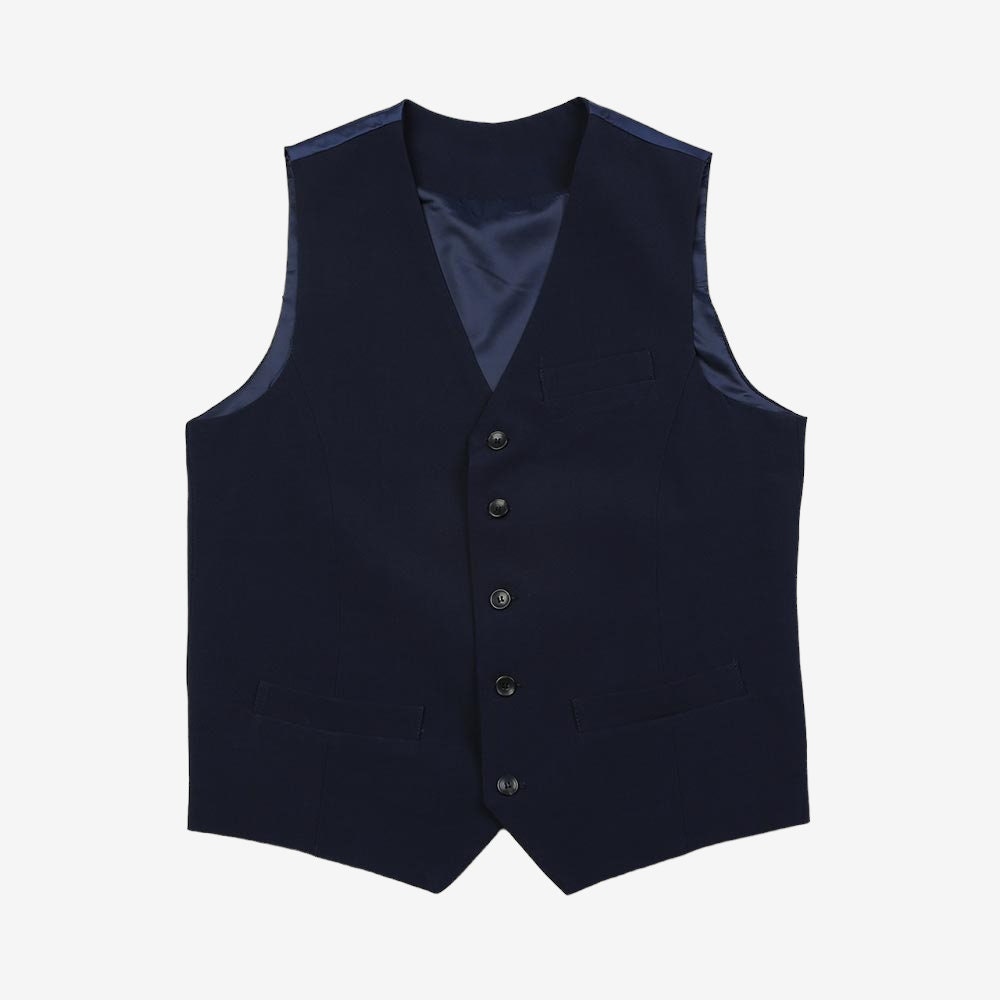 Classic Fit Men's Basic Suit Vest in Navy Color / Dress Suit 5 Button Waistcoat Classic Button Up