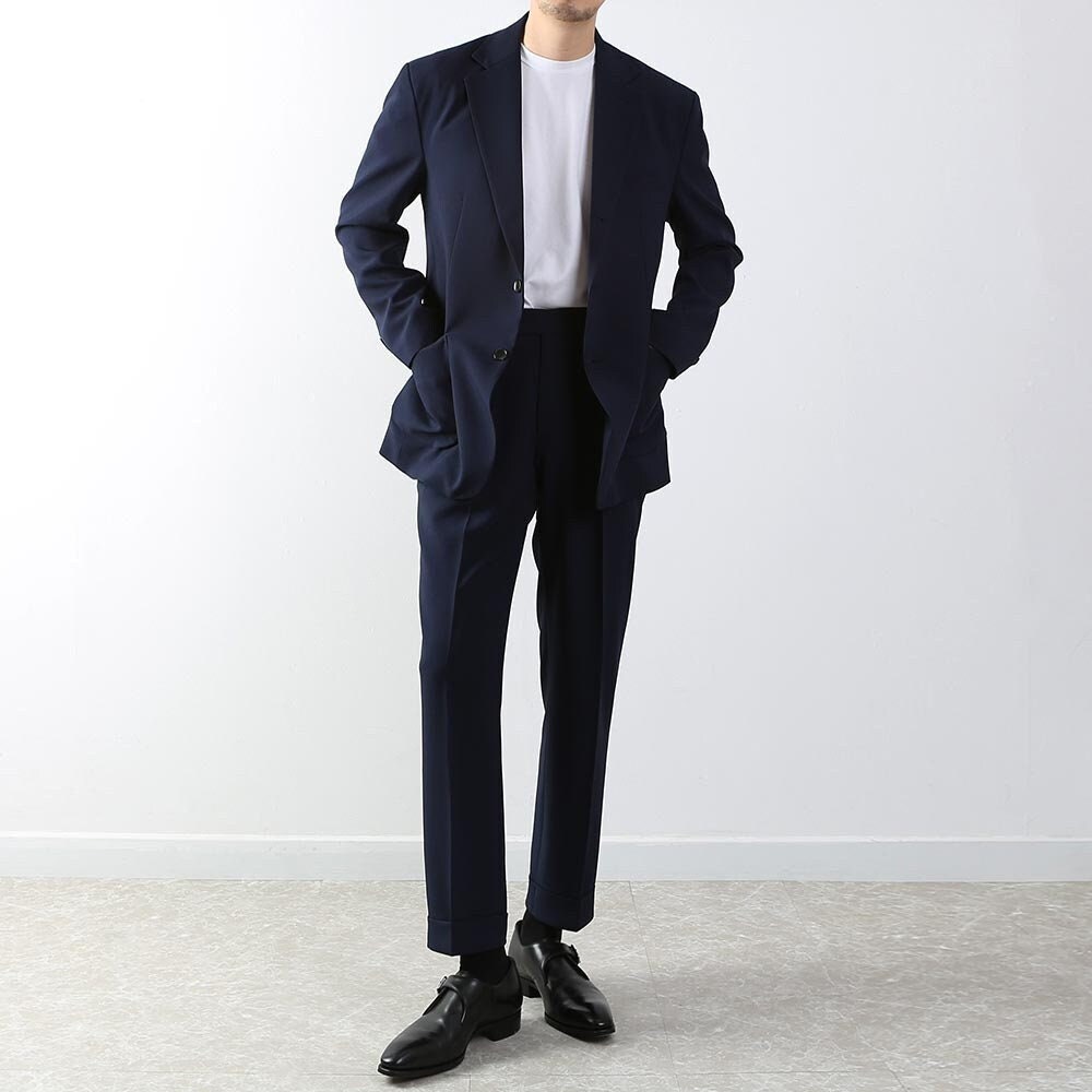 Classic Fit Men's Basic Suit Pants in Navy Color / Dress Pleat Trousers