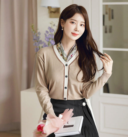 V Neck Long Sleeve Top Cardigan / Korean Style Women Clothes / Office Look Top / Everyday Soft Knit Top