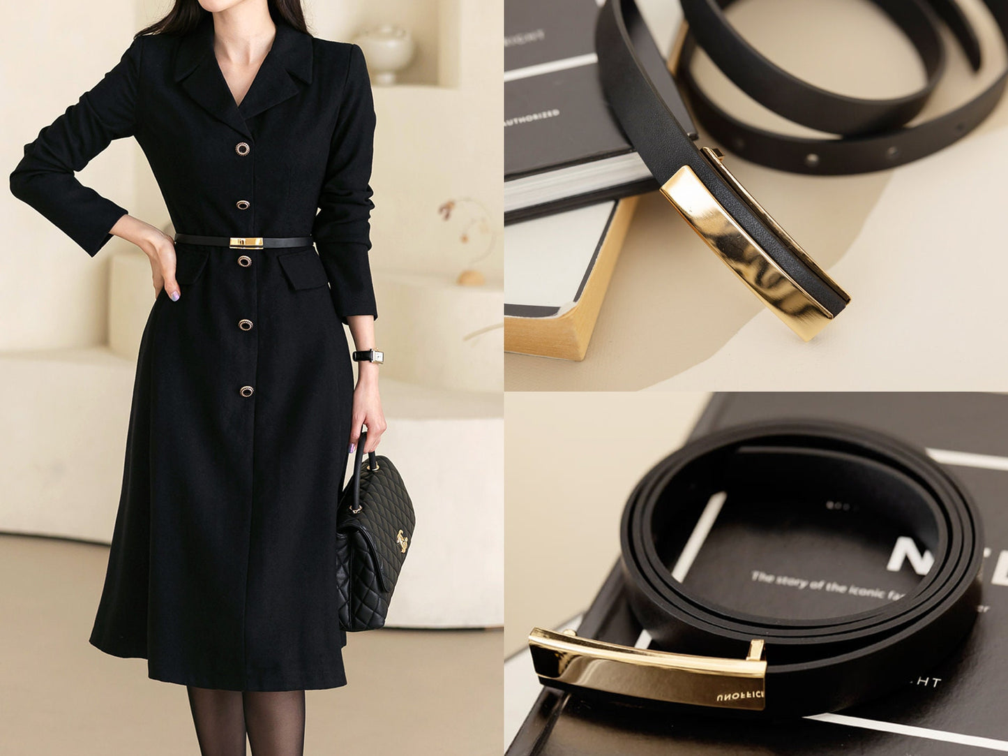 Modern Elegant Gold Line Belt / Korean Style Women Belt / Luxury wear Elegant Belt