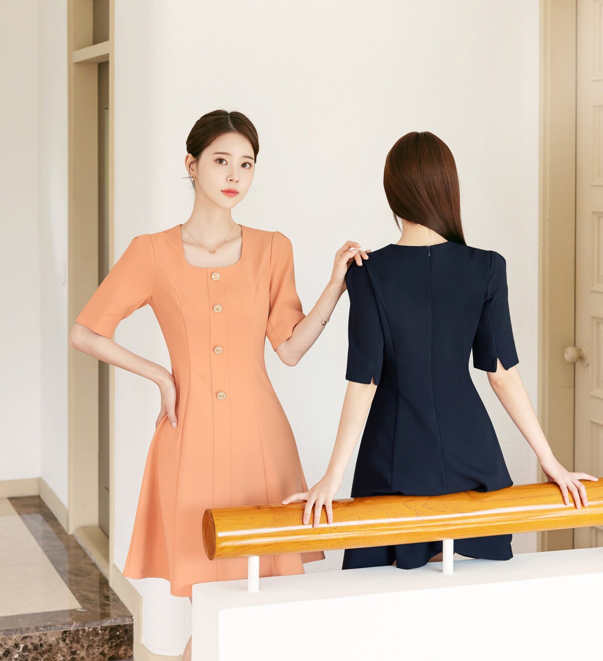 Elegant Feminine Square Neck A-line Dress / Korean Style Mini Dress for Women / Classic Style Elegant Dress