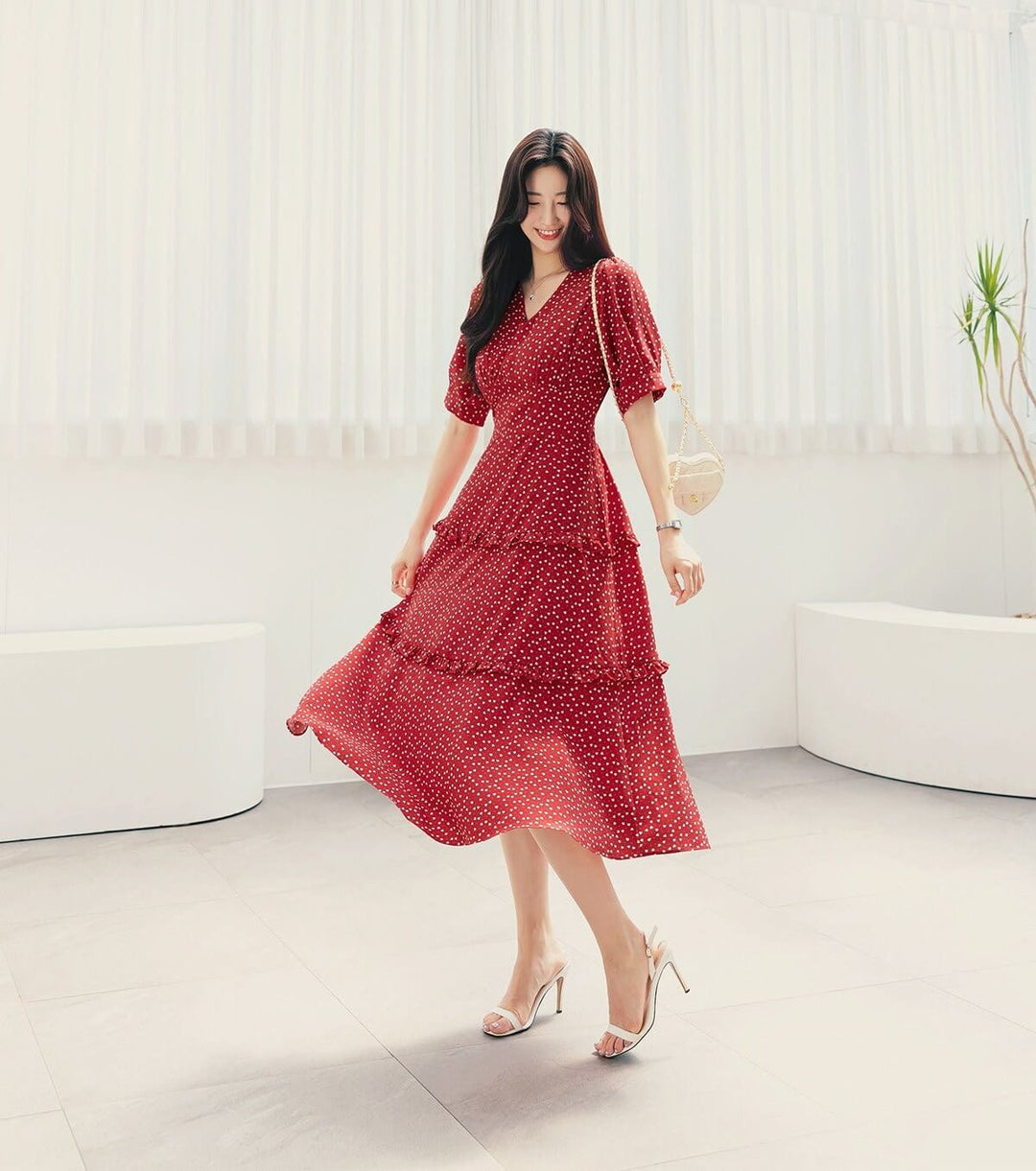 Summer V Neck Short Sleeve Midi Dress STUDIO731 Summer V Neck Short Sleeve Midi Dress STUDIO731
