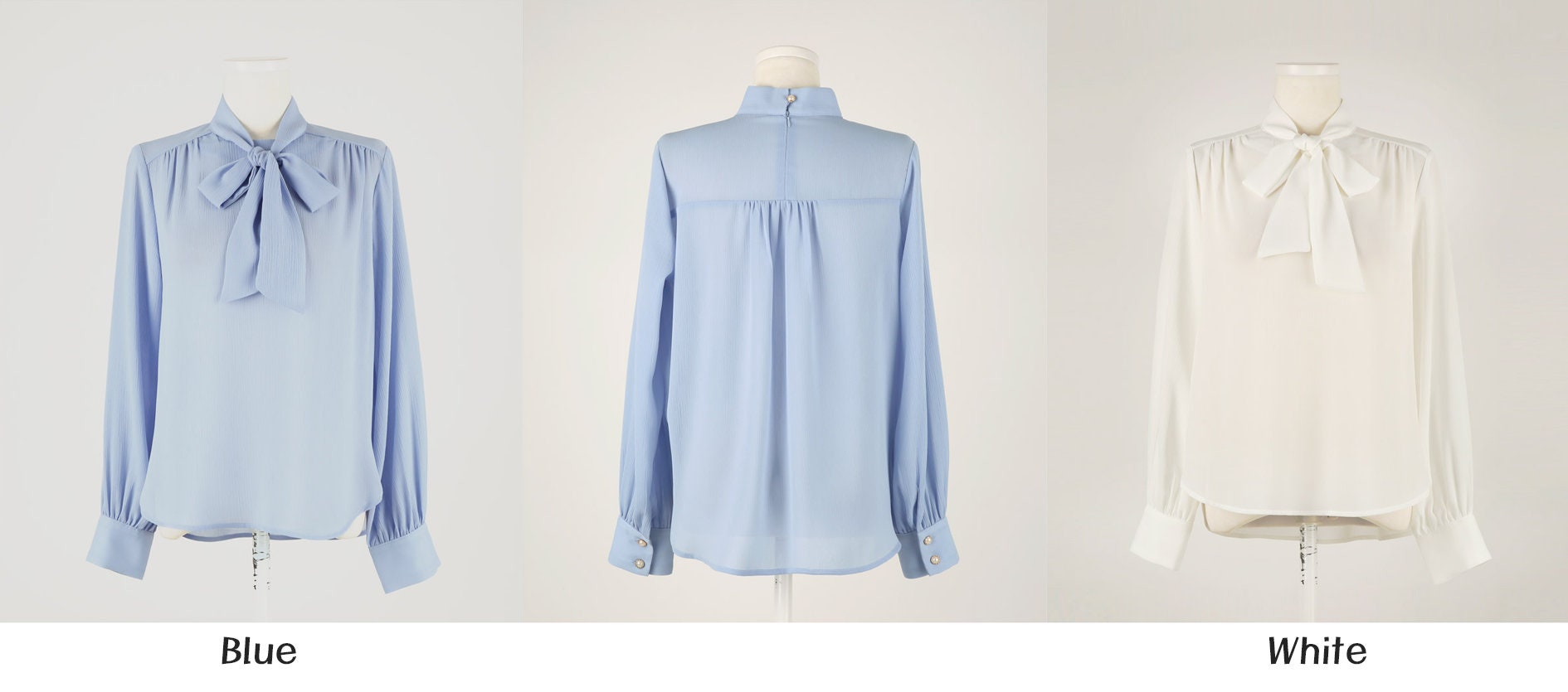 Soft Blouse Top with Tie / Korean Style Tie Neck Blouse Top / Office Look Top / Everyday Long Sleeve Blouse