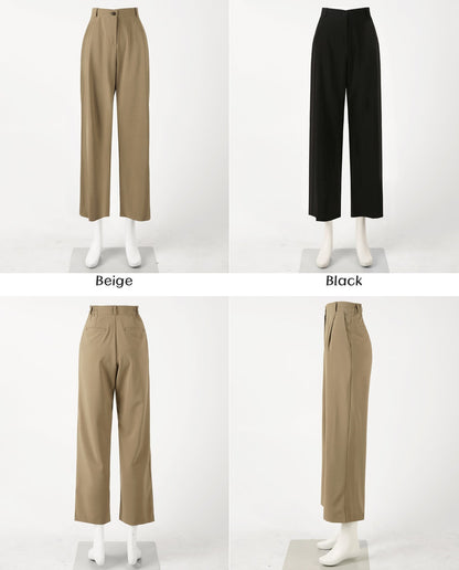 Comfortable Elegant Wide Pants for Women / Korean Style Women Elastic Waistband Pintuck Wide Slacks / Comfortable Casual Office School Pants