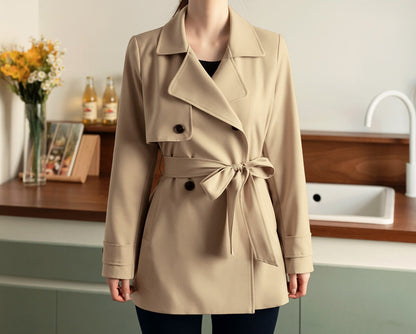 Women Classic Trench Jacket/ Korean Style Trench Jacket for Women / Spring Fall Trench Short Coat Jacket