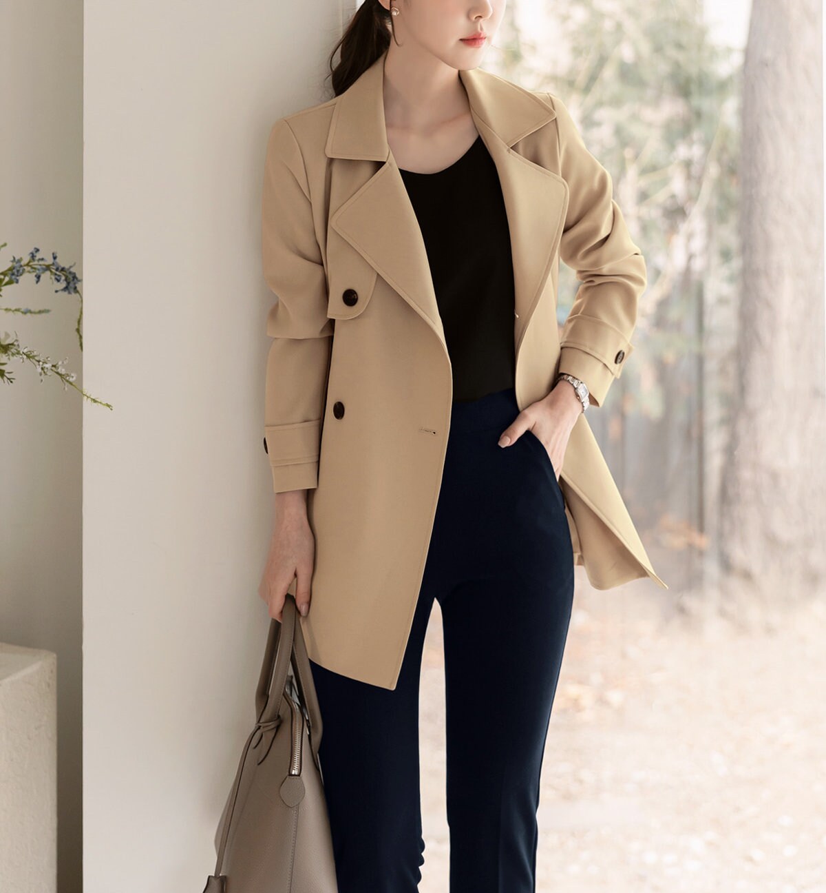 Women Classic Trench Jacket/ Korean Style Trench Jacket for Women / Spring Fall Trench Short Coat Jacket