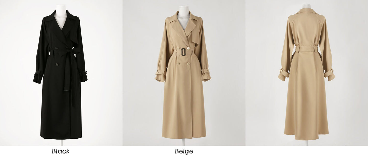 Elegant Feminine Classic Trench Coat / Korean Style Trench Long Jacket for Women / Women Long Double Breasted Coat with Belt