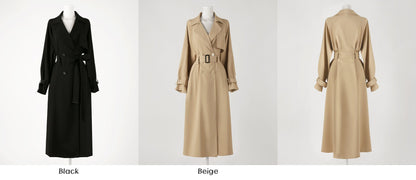 Elegant Feminine Classic Trench Coat / Korean Style Trench Long Jacket for Women / Women Long Double Breasted Coat with Belt