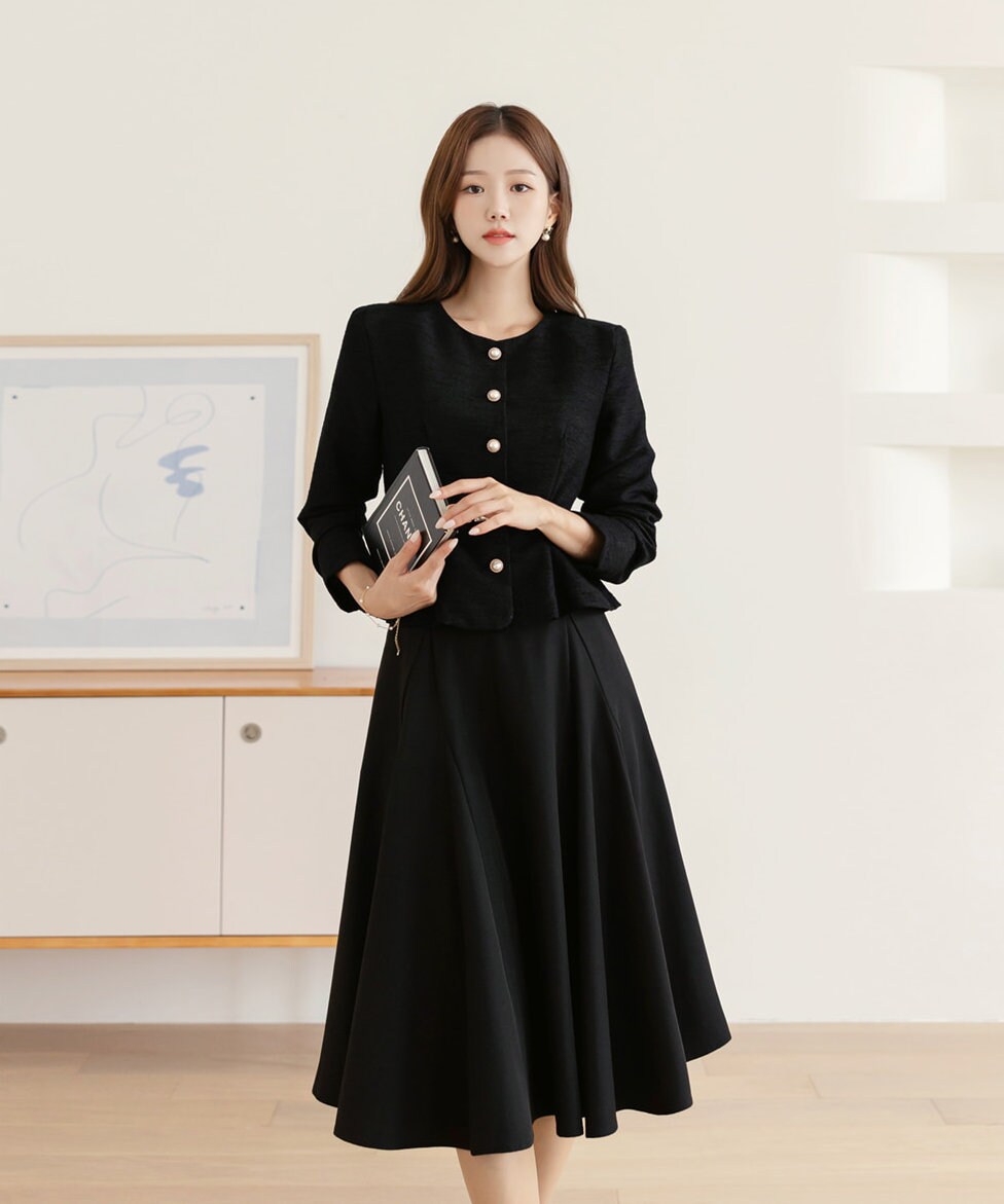 Elegant Feminin Flare Skirt / Korean Style Party Dress Skirt / Spring Fall Daily Dressy Midi Skirt / Clasic Simple Flare Skirt