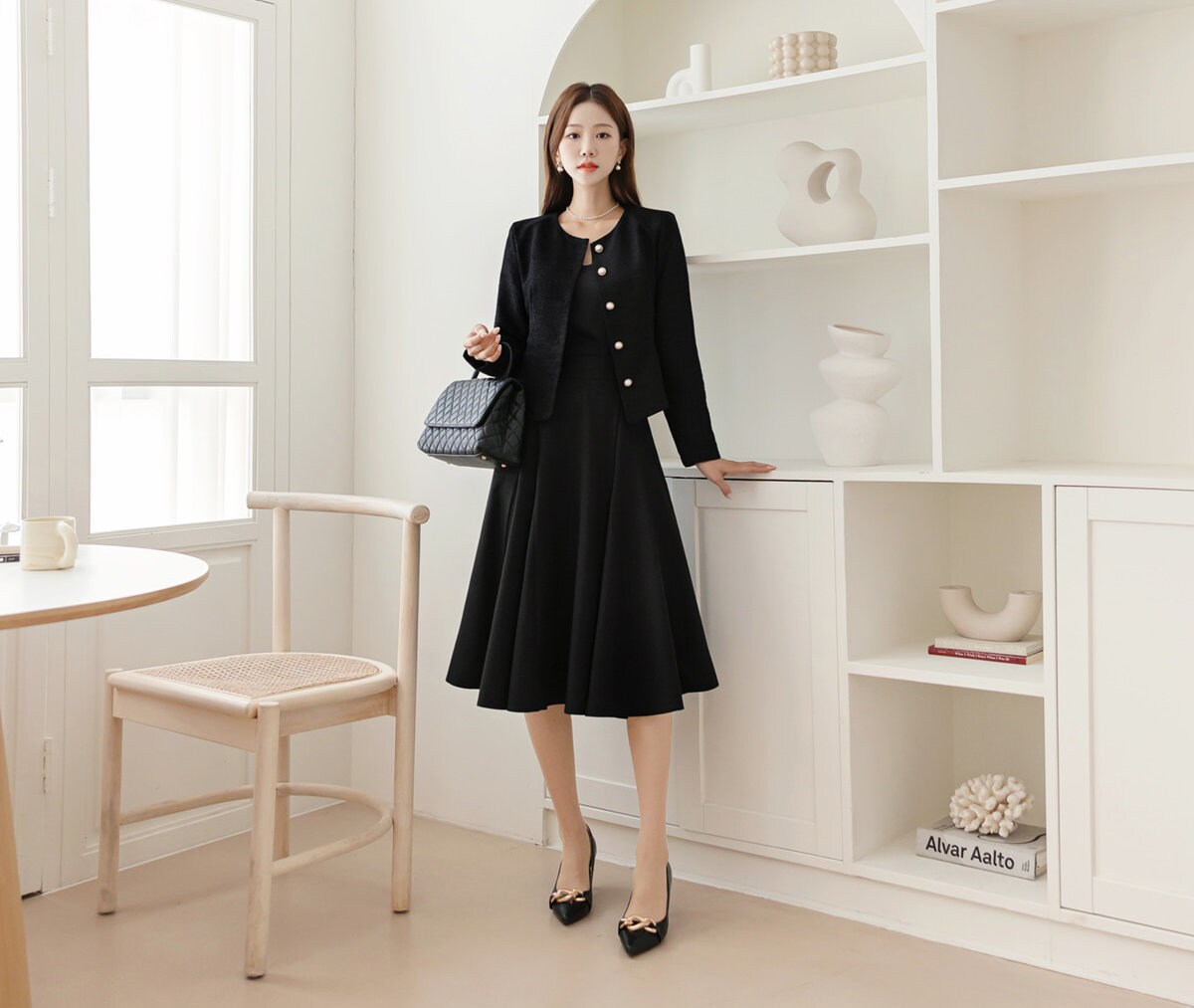 Elegant Feminin Flare Skirt / Korean Style Party Dress Skirt / Spring Fall Daily Dressy Midi Skirt / Clasic Simple Flare Skirt