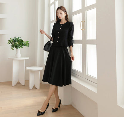 Elegant Feminin Flare Skirt / Korean Style Party Dress Skirt / Spring Fall Daily Dressy Midi Skirt / Clasic Simple Flare Skirt