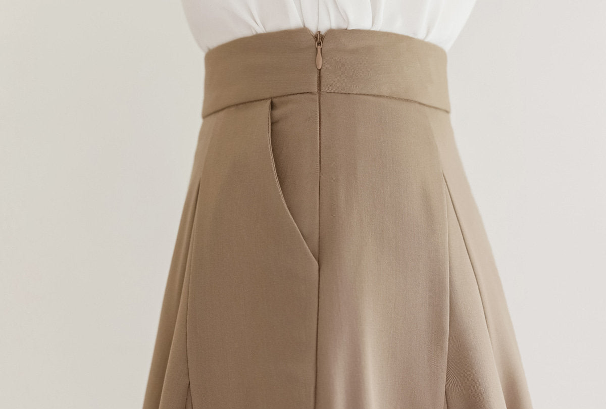 Elegant Feminin Flare Skirt / Korean Style Party Dress Skirt / Spring Fall Daily Dressy Midi Skirt / Clasic Simple Flare Skirt