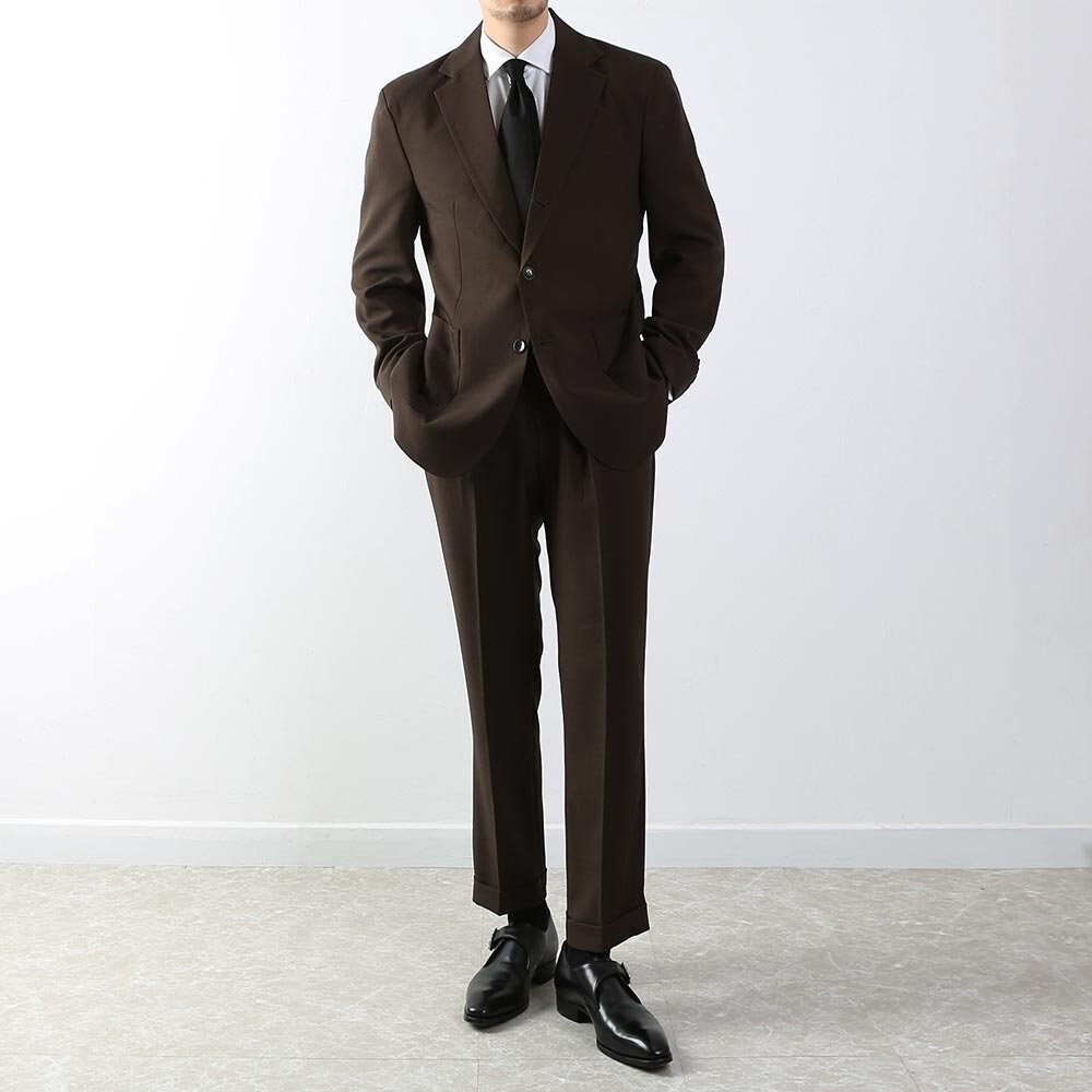 Classic Fit Men's Basic Suit Pants in Brown Color / Dress Pleat Trousers