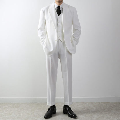 Classic Fit Men's Basic Suit Pants in Ivory Color / Dress Pleat Trousers