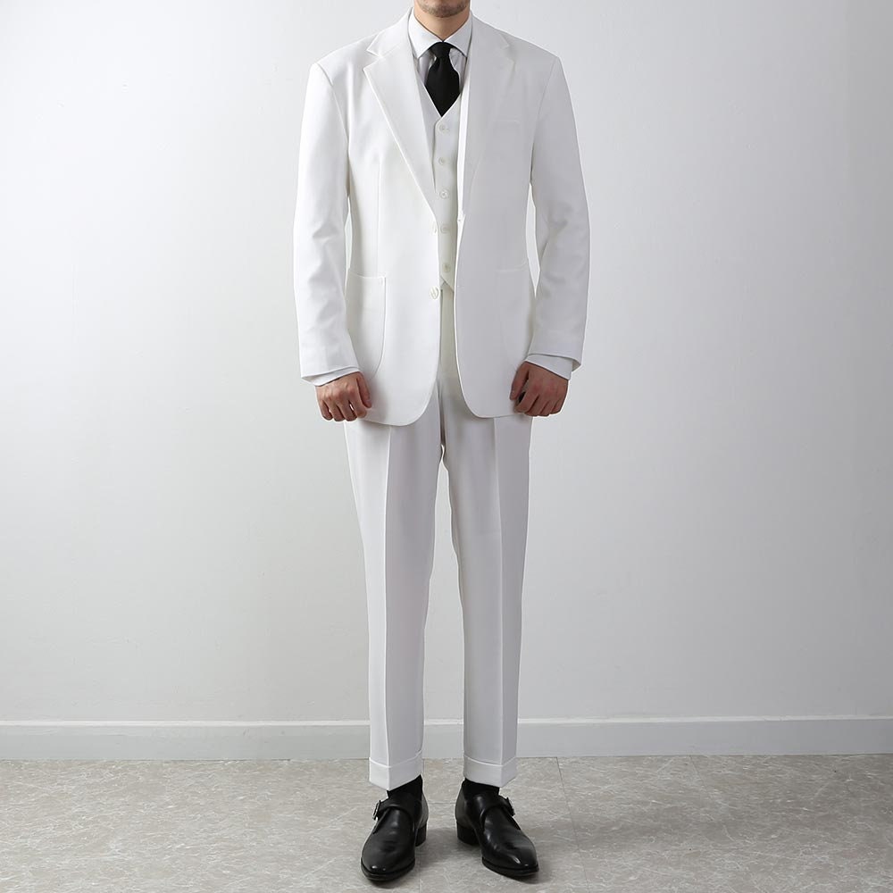 Classic Fit Men's Basic Suit Pants in Ivory Color / Dress Pleat Trousers