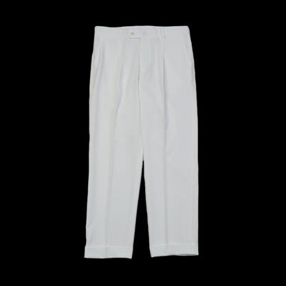 Classic Fit Men's Basic Suit Pants in Ivory Color / Dress Pleat Trousers