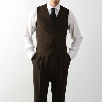 Classic Fit Men's Basic Suit Vest in Brown Color / Dress Suit 5 Button Waistcoat Classic Button Up