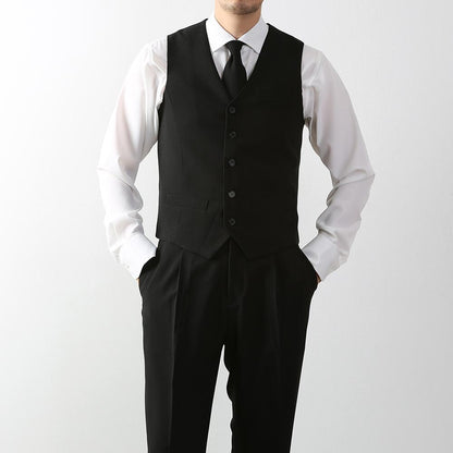 Classic Fit Men's Basic Suit Vest in Black Color / Dress Suit 5 Button Waistcoat Classic Button Up