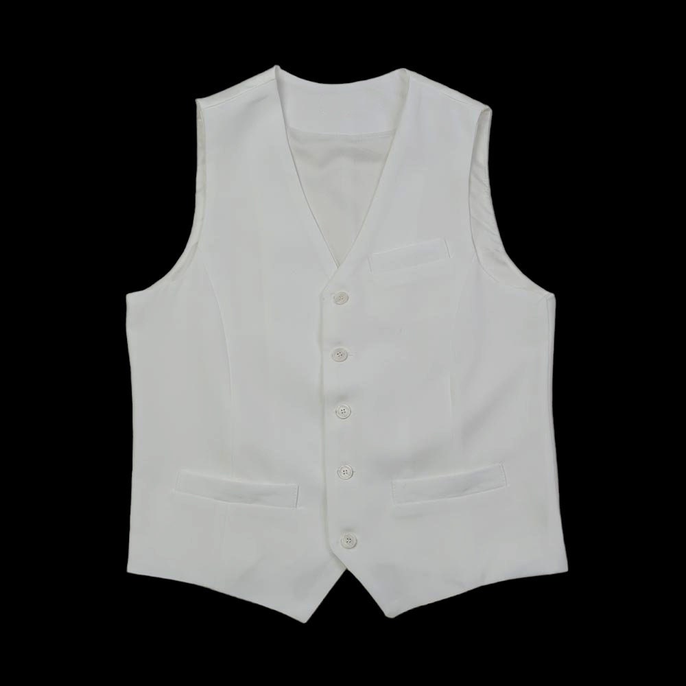 Classic Fit Men's Basic Suit Vest in Ivory Color / Dress Suit 5 Button Waistcoat Classic Button Up