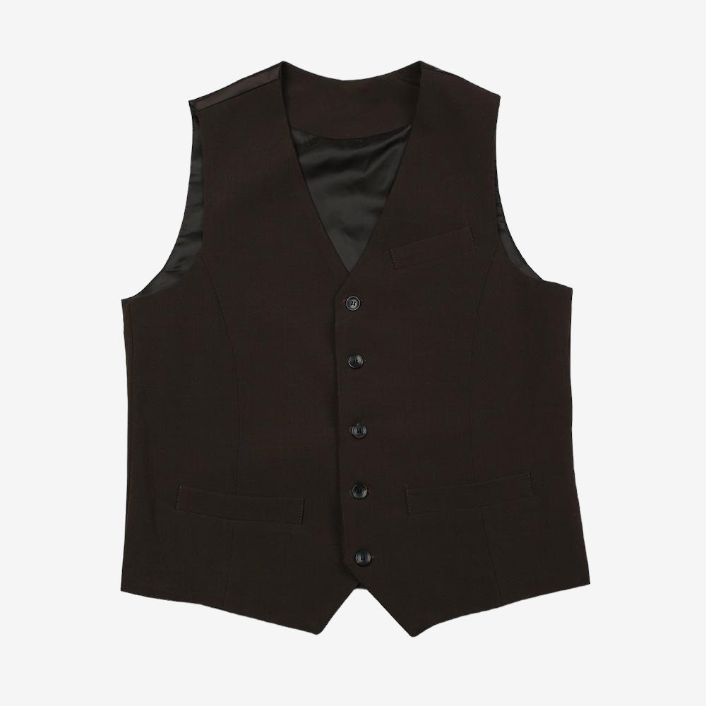 Classic Fit Men's Basic Suit Vest in Brown Color / Dress Suit 5 Button Waistcoat Classic Button Up