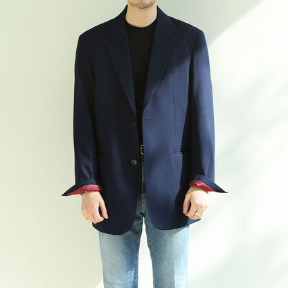 Basic Overfit Men's Single Suit Jacket in Navy Color / Single Breasted Jacket